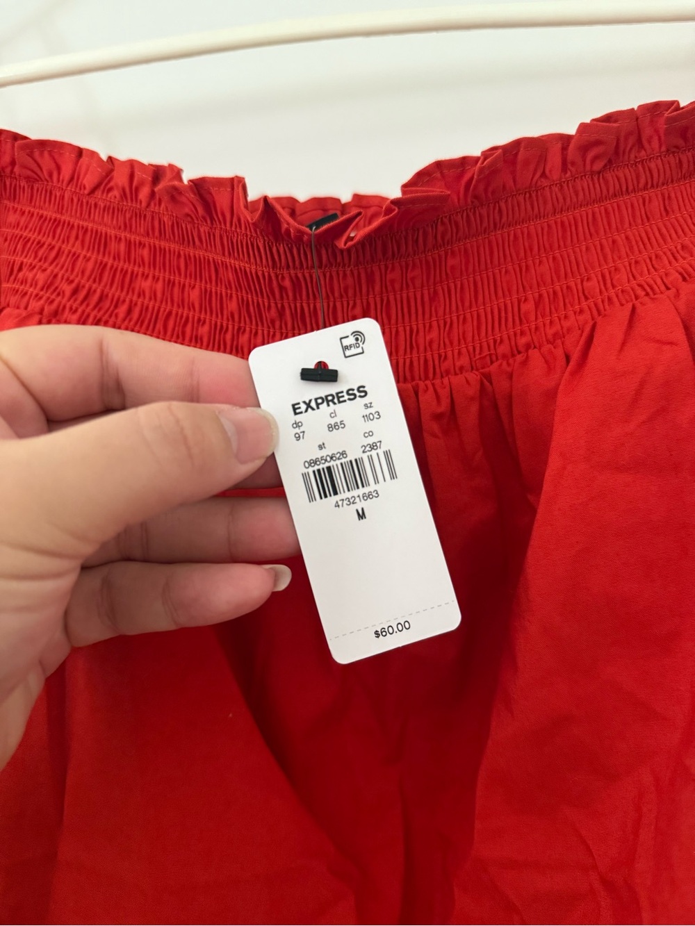 Express Red Off-Shoulder Ruffle Top - Picture 5 of 5